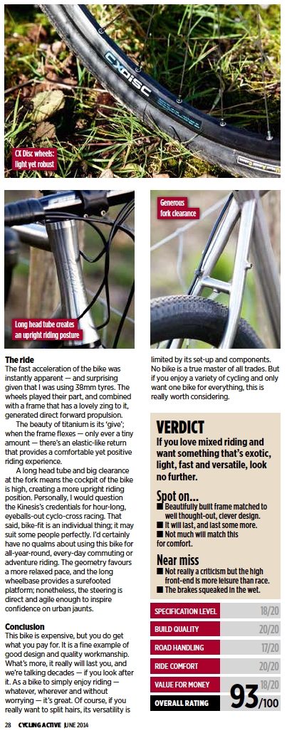 Kinesis Tripster ATR frame Cycling Active Magazine review